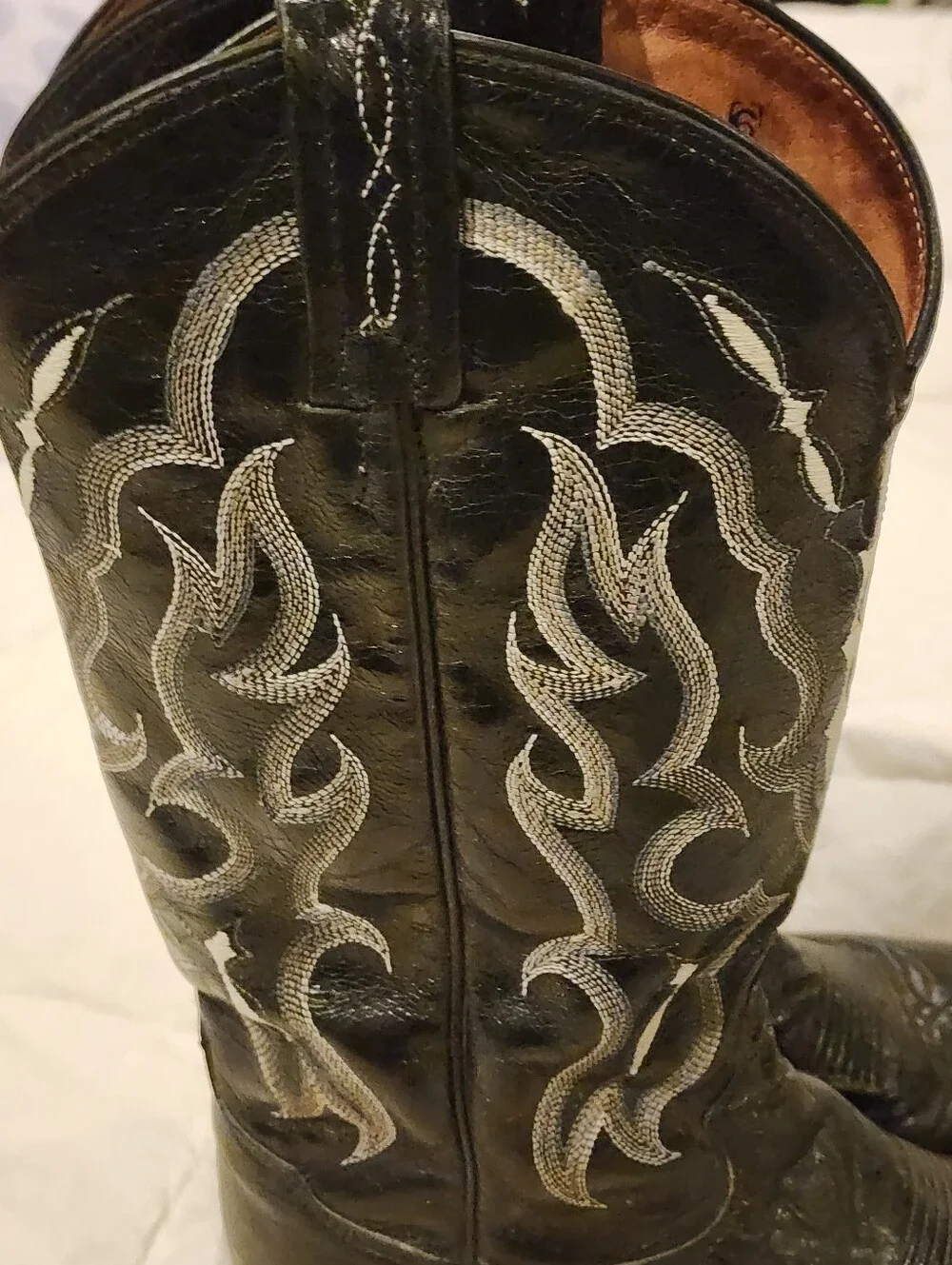 Mens Black Tony Lama Exotic Smooth Ostrich Tall Western Boots 7½D
